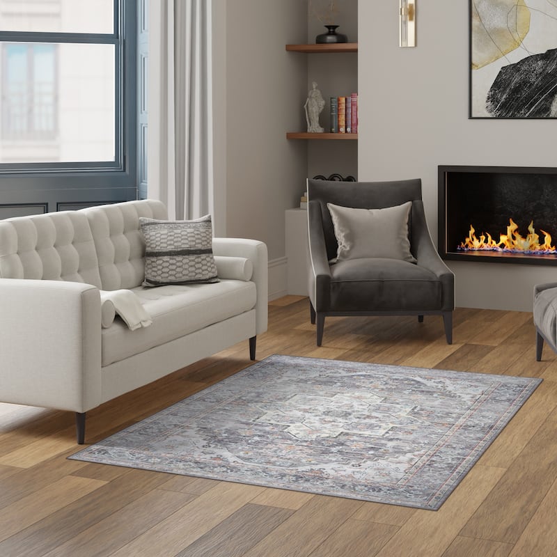 Licensed HGTV Everyday Chic Soft Flannel Zero Pile Printed Non-Slip Washable Indoor Area Rug