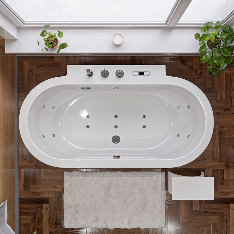 6 ft Acrylic White Whirlpool Bathtub w Fixtures