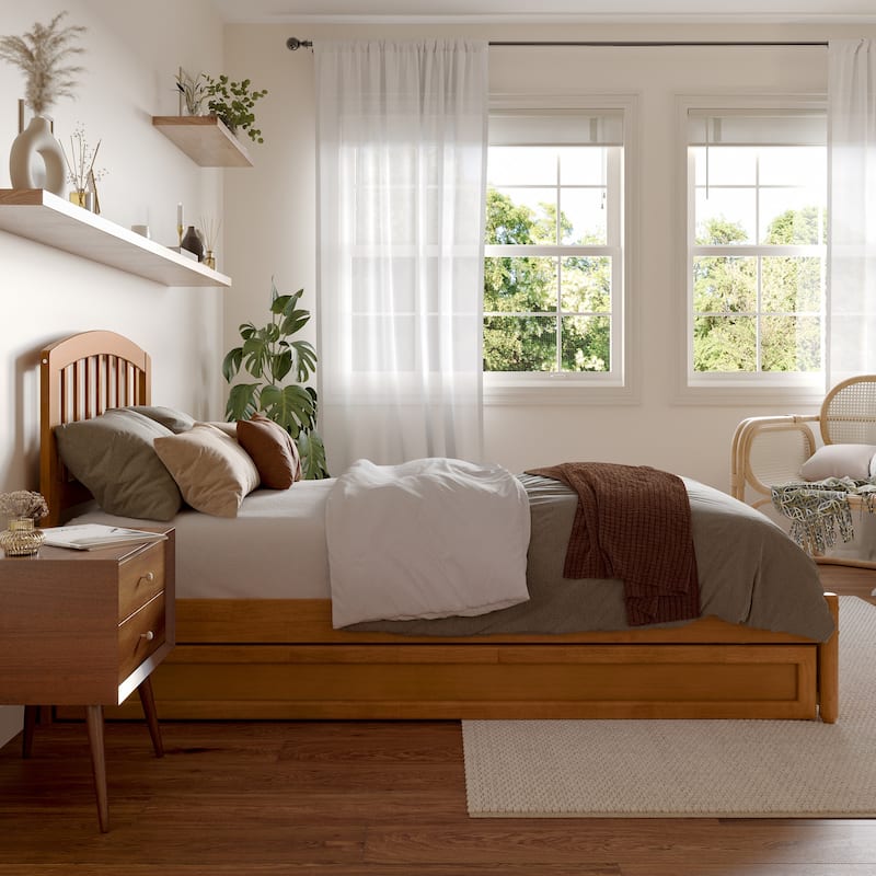 Lucia Platform Bed with Panel Footboard and Twin XL Trundle