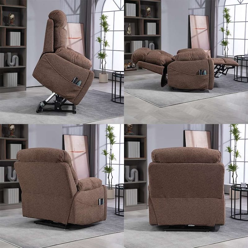 Upgraded Flagship 4-Motor Independent Control Oversized 180° Lay Flat Chenille Power Lift Recliner Chair