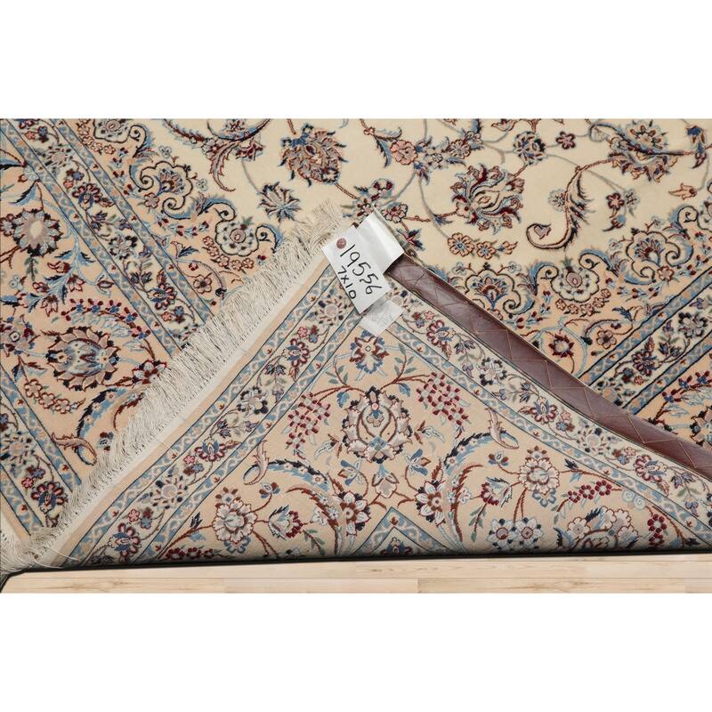 7x10 Hand Knotted Wool Ivory Nain Traditional Rug - 7' x 10'