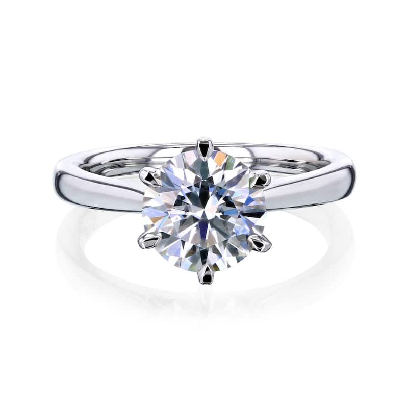 Kobelli 2 Carat Lab Grown Diamond Certified 14k Solid Gold Taper Shank Solitaire Tokyo Engagement Ring (EF/VS) - White - 10.5