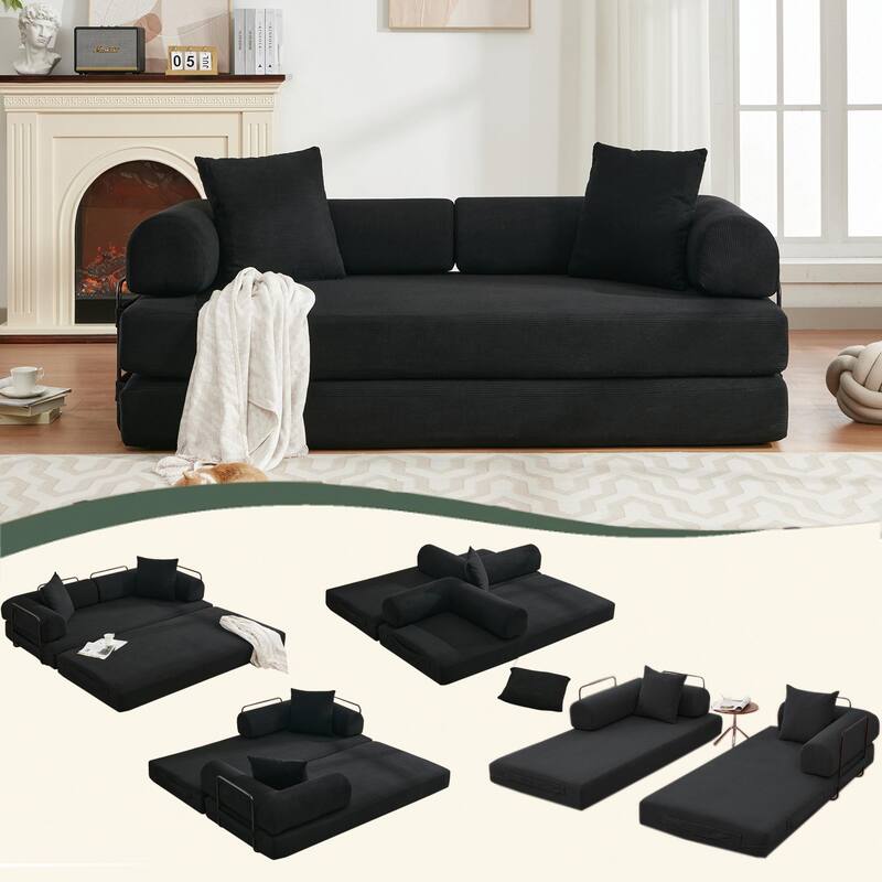 Folding Convertible Sleeper Sofa Bed with Modular Design Perfect for Living Room and Guest Space