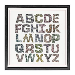 Stupell Detailed Florals Alphabet Framed Floater Canvas Wall Art Design ...