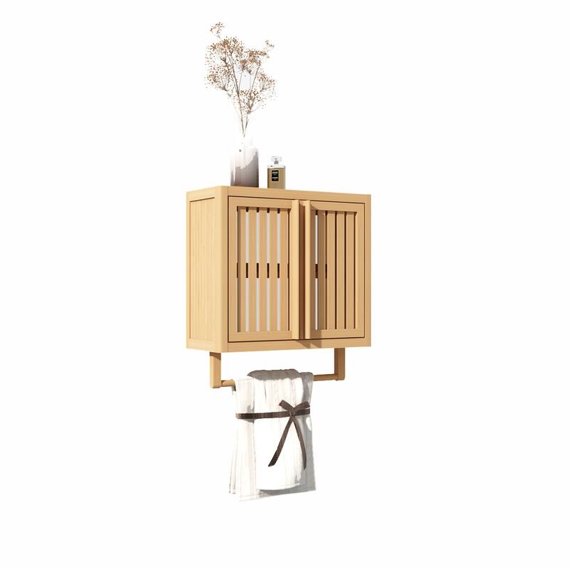 Anmytek Bamboo Bathroom Wall Cabinet Toilet Storage Organizer