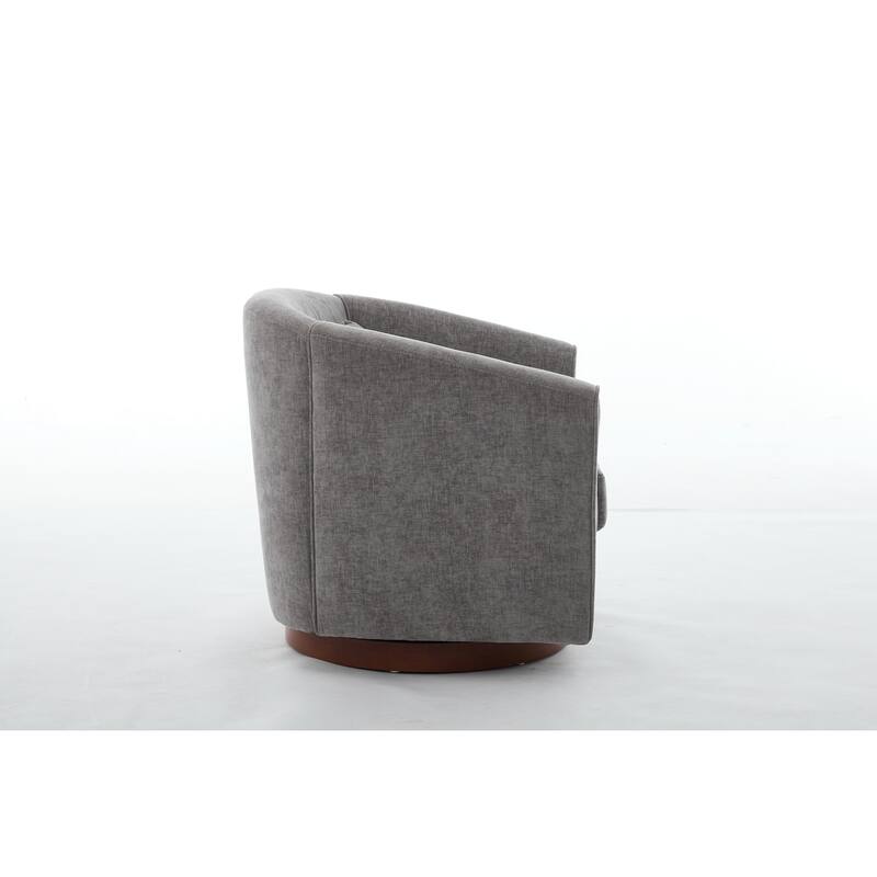 Swivel Wide Upholstered Sofa Chairs with Wood Base Side