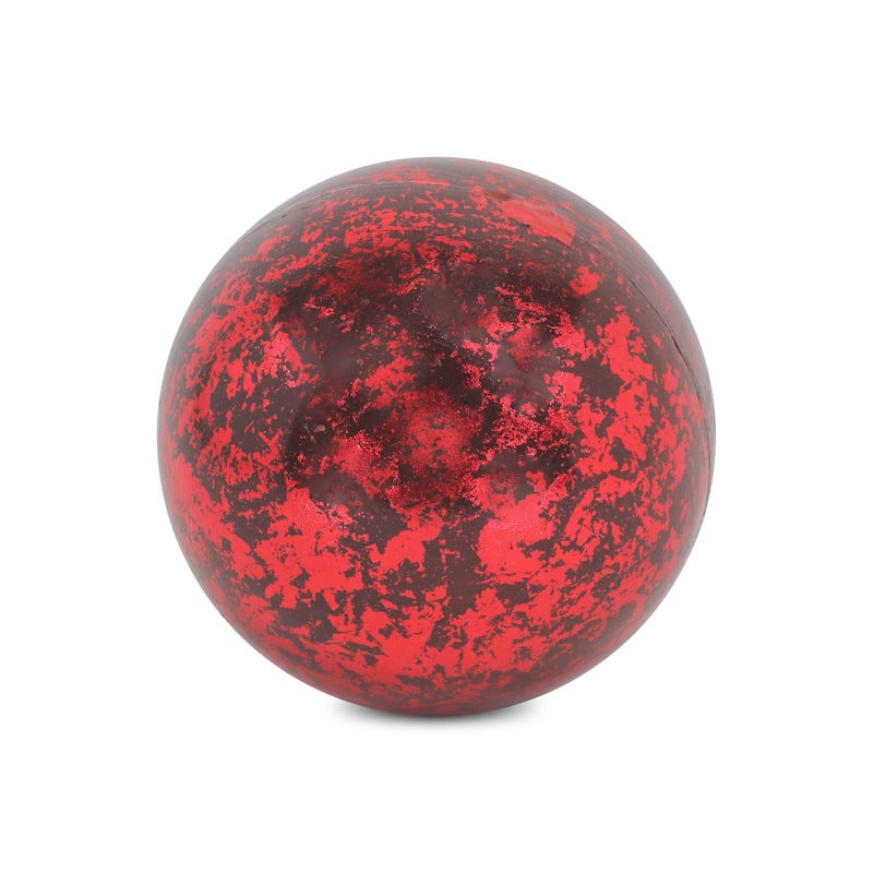 HomeRoots 6" Red Paper Hand Painted Orb Tabletop Sculpture - 6.00 in. x 6.00 in. x 6.00 in.