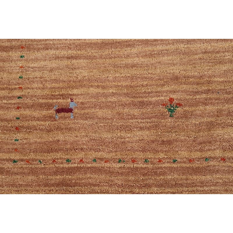 Striped Gabbeh Indian Accent Rug Handmade Wool Carpet - 3'2" x 4'10"