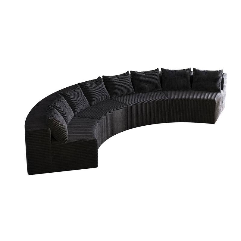Semi Circular Shaped Sectional Sofa Modular Corduroy Fabric Couch, Free Combination