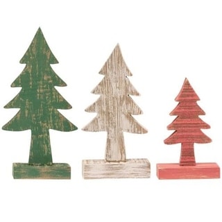 3/Set Rustic Wood Christmas Trees - Green, white, Red - 8