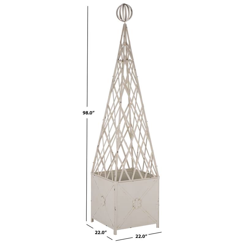 SAFAVIEH Outdoor Patio Furniture Caledonia Trellis Planter - 22"W x 22"D x 98"H