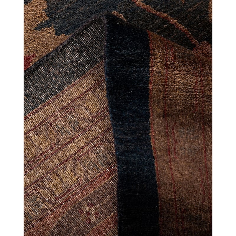 Overton Hand Knotted Wool Vintage Inspired Modern Contemporary Overdyed Navy Area Rug - 12' 0" x 15' 9"