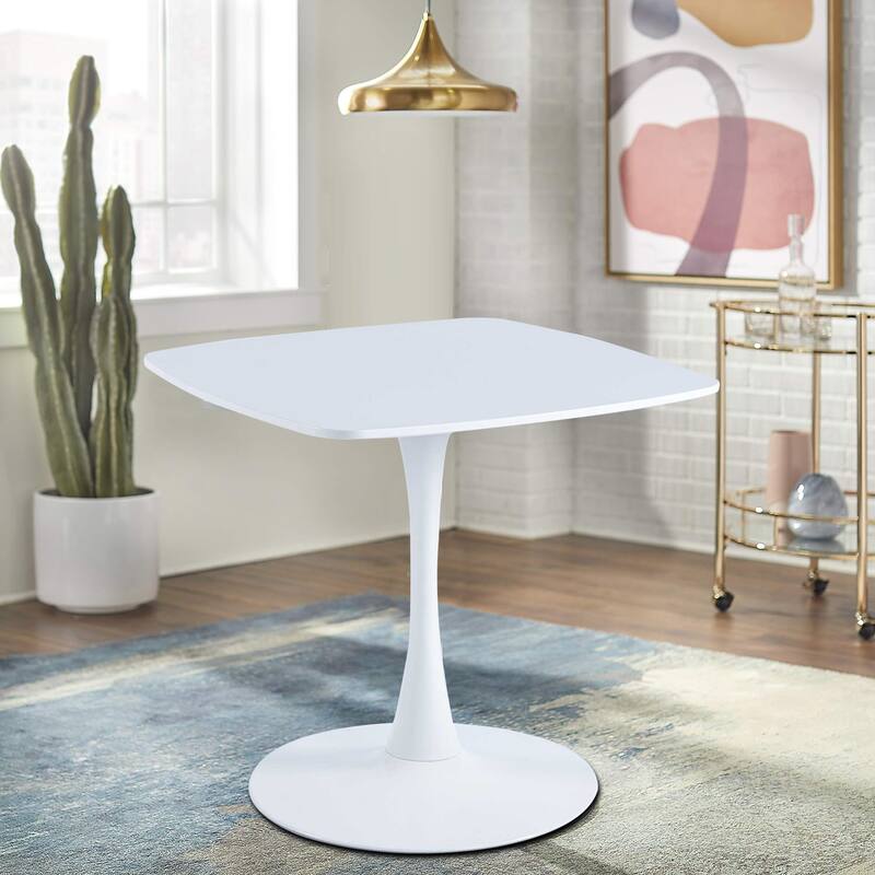 Modern Stylish Square Dining Table with Wooden Top and Metal Legs - White - 31.51''W x 31.51''D x 28.72''H