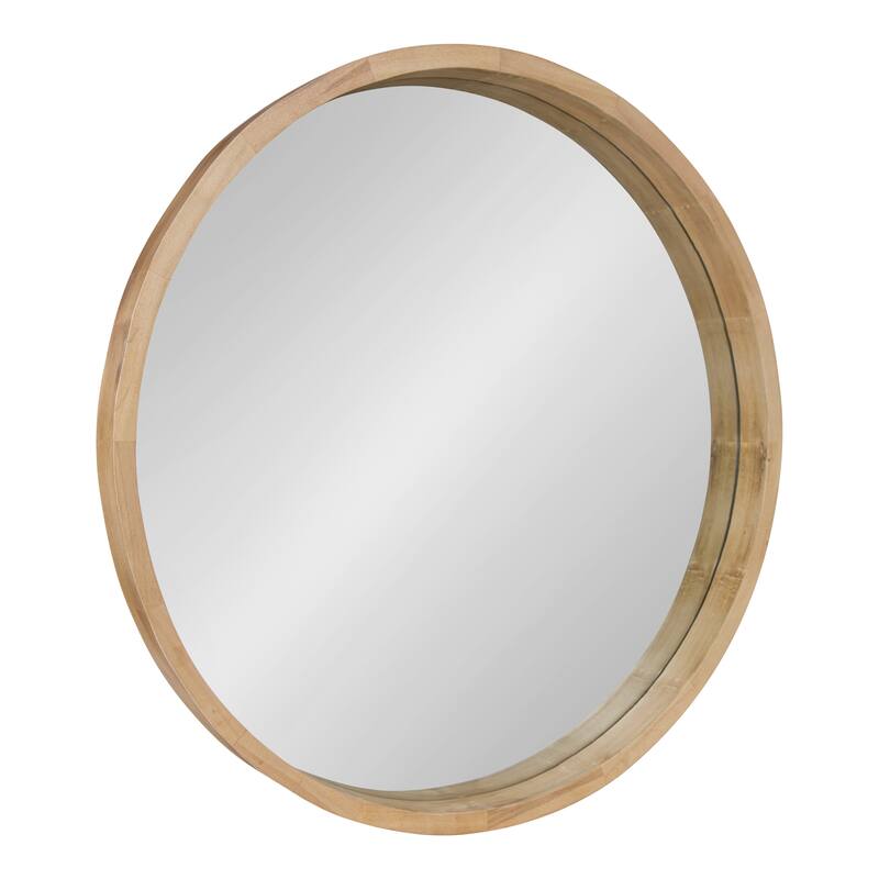 Hutton Round Decorative Wood-framed Wall Mirror - 30" Diameter - Natural