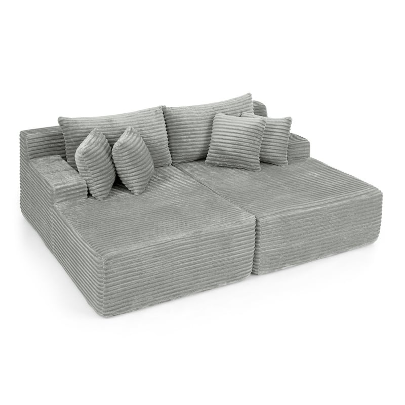 Compressed Two-seater Lazy Velvet Fabric Sofa Lounge Chair