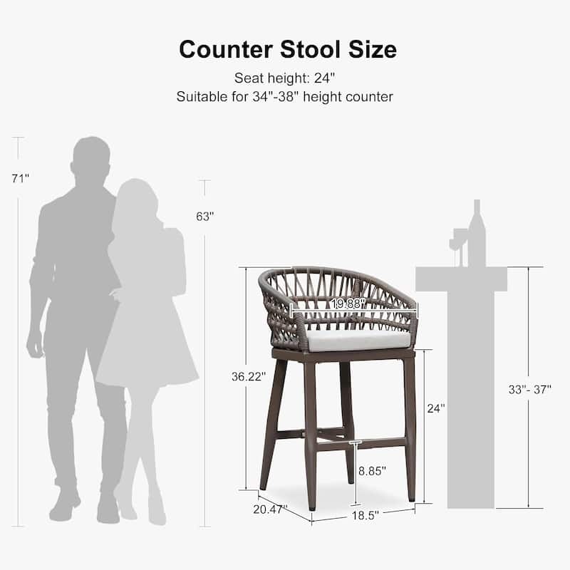 PURPLE LEAF Outdoor Dining Chairs Set of 2 Patio Bar Stools