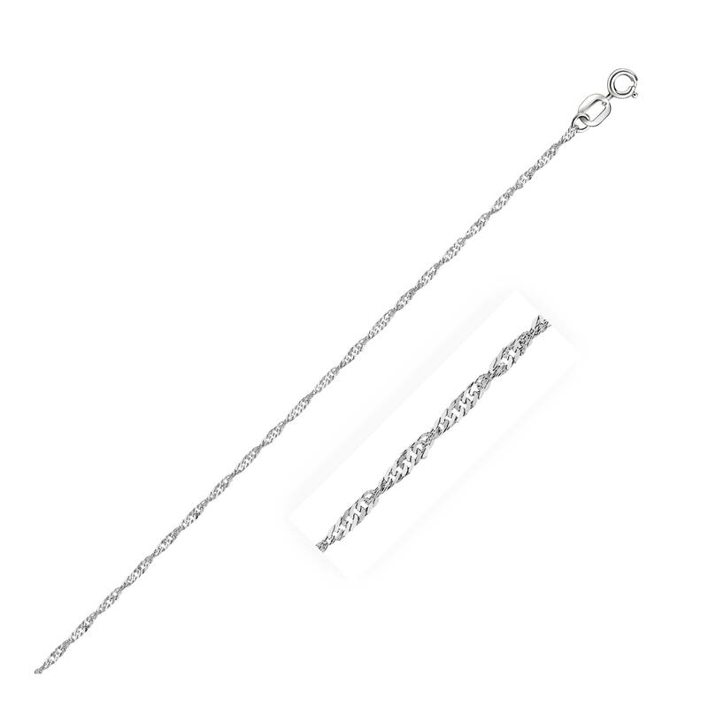 14k White Gold Singapore Chain Necklace 1.0mm