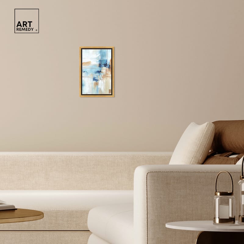 Art Remedy House Of Lines I Framed Blue Abstract 1 Piece Canvas Wall Art