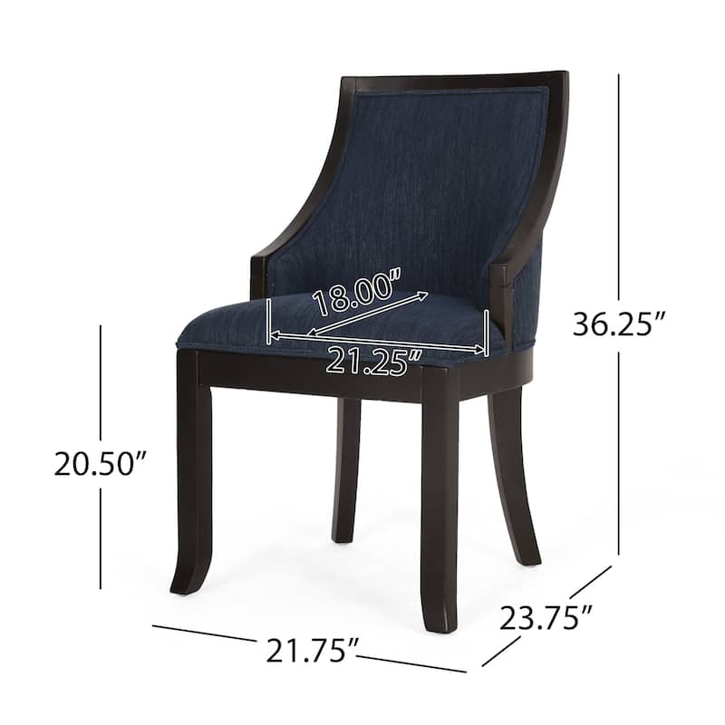 Set of 2 Fabric Upholstered Dining Chairs with Wood Legs