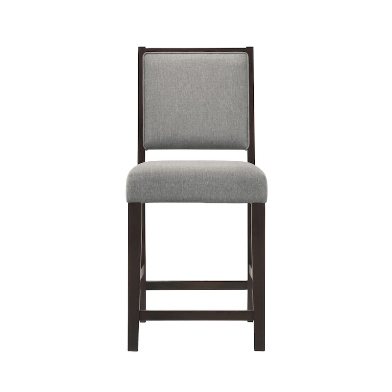 Knoxville Grey and Espresso Upholstered Stool with Footrest (Set of 2)