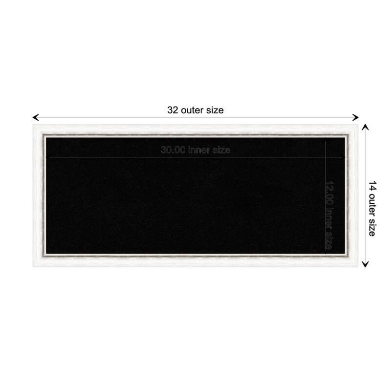 Morgan Wood Framed Black Corkboard Bulletin Board - Morgan White Silver - Board Size 30x12