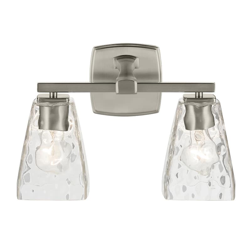 Kichler Lighting Marant 14.25" 2-Light Vanity Light with Clear Water Glass in Brushed Nickel