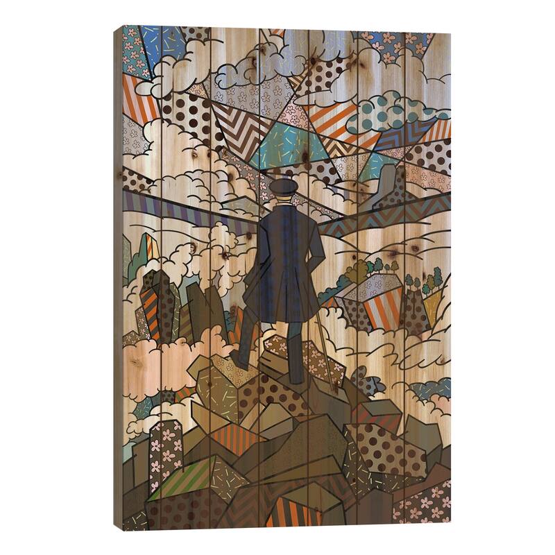 Wanderer Above the Sea and Fog 3 (After Caspar David Friedrich) Print On Wood by 5by5collective - Multi-Color - 40x26x1.5