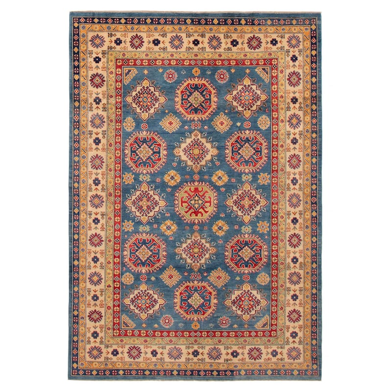 ECARPETGALLERY Hand-knotted Finest Ghazni Blue Wool Rug - 5'11 x 8'8 - Blue - 5'11 x 8'8