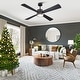 preview thumbnail 42 of 57, 52" Black/ Distressed Brass Dimmable RGB Smart Ceiling Fan with Light and Remote, App Control