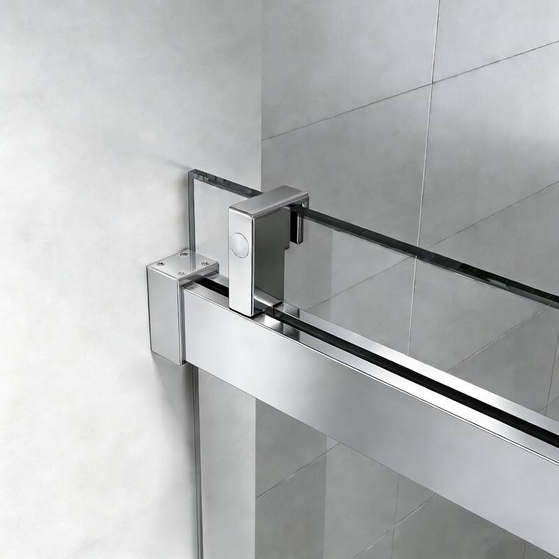 ABRUZZO 56-60" W x 76" H Frameless Soft-Closing Single Sliding Shower Door 1/4" (6mm) Explosion-Proof Tempered Glass