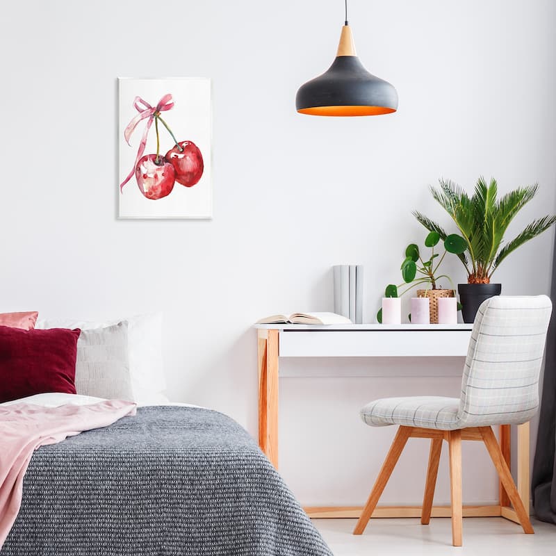 Stupell Cherries Tied in Ribbon Wall Plaque Art Design By LSR Design Studio