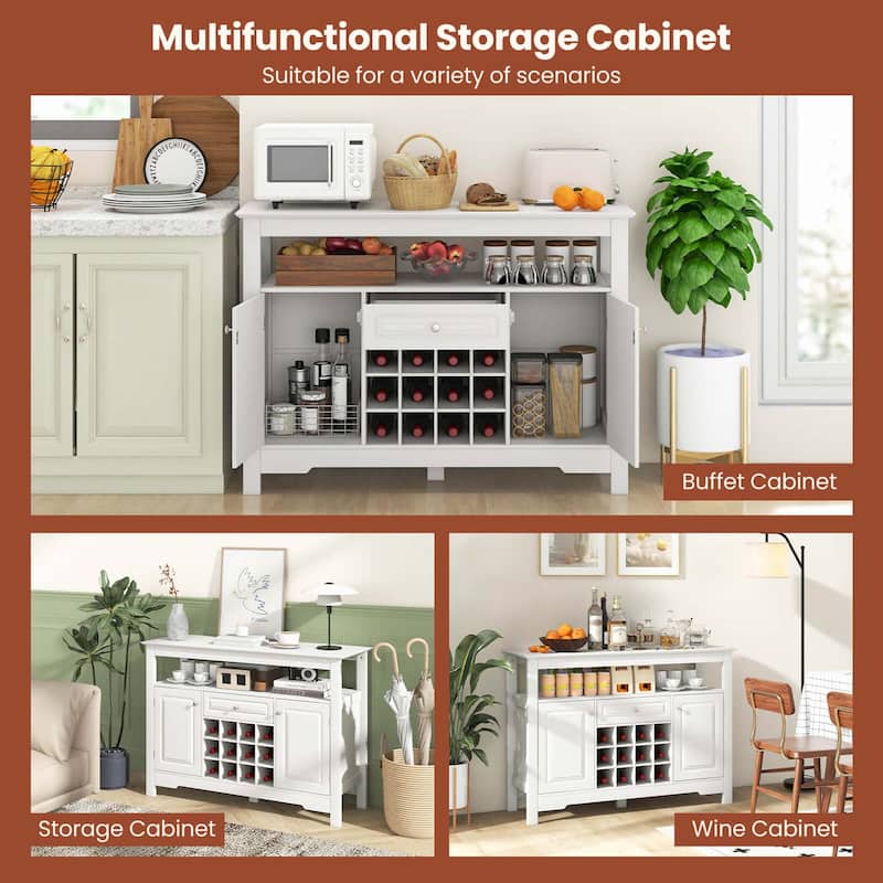 Costway Buffet Sideboard Wine Liquor Coffee Bar Cabinet with Removable - See Details