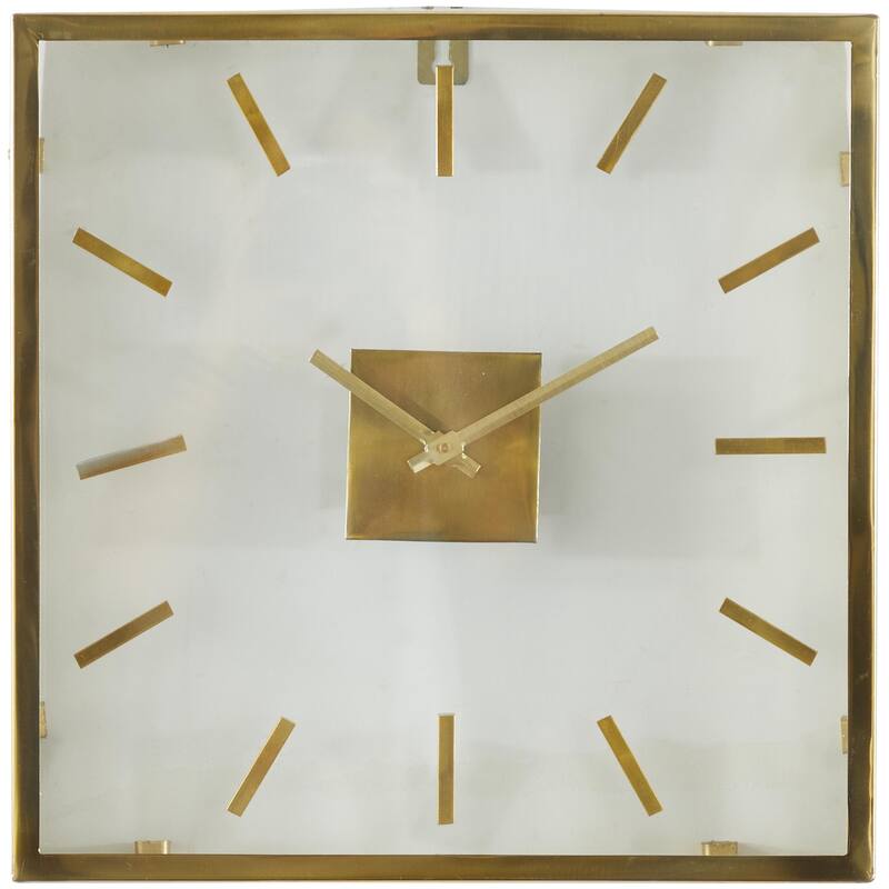 Stainless Steel Metal Decorative Wall Clock with Clear Face - Gold - Roche River Decor