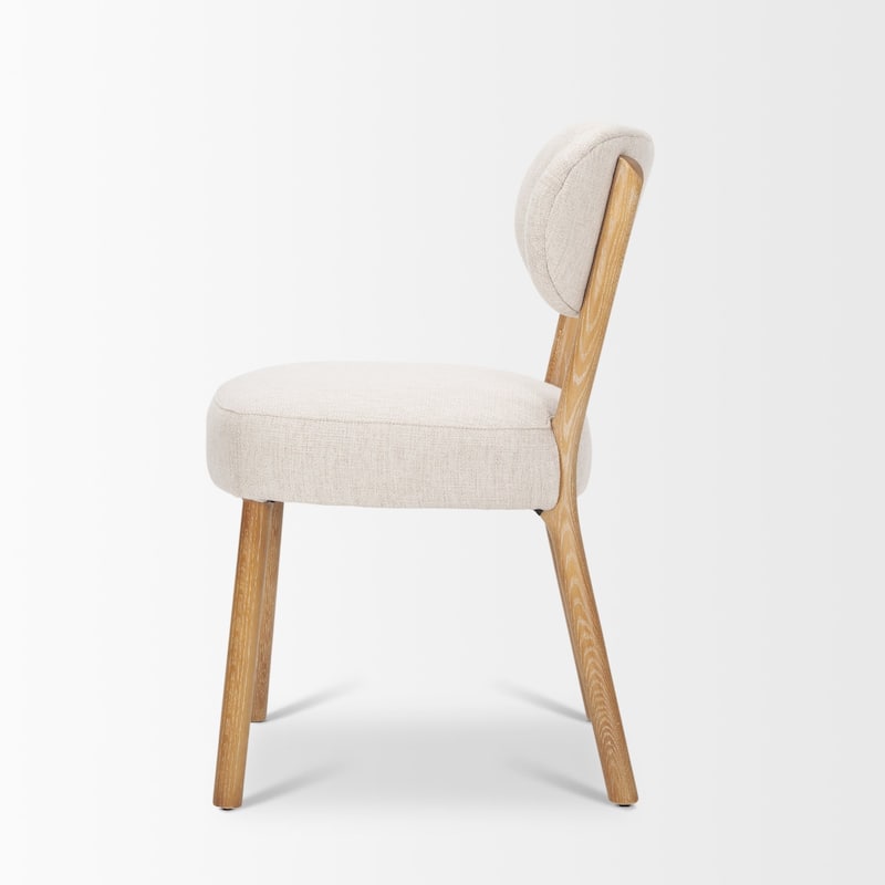 Owen Beige Fabric With Brown Wood Frame Dining Chairs (Set of 2) - 18.5L x 21.5W x 30.8H