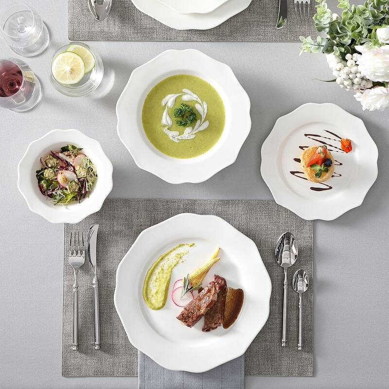 MALACASA 16-Piece New Bone China Dinnerware Set, Service for 4