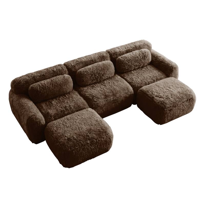 Homy Casa Chocolate Plush Fabric Non-Slip Modular Floor Sofa Sectional