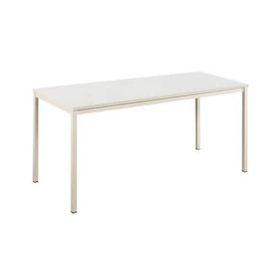 Rary Computer Desk, 47 Inch, White Metal Frame, Matching Wood Top
