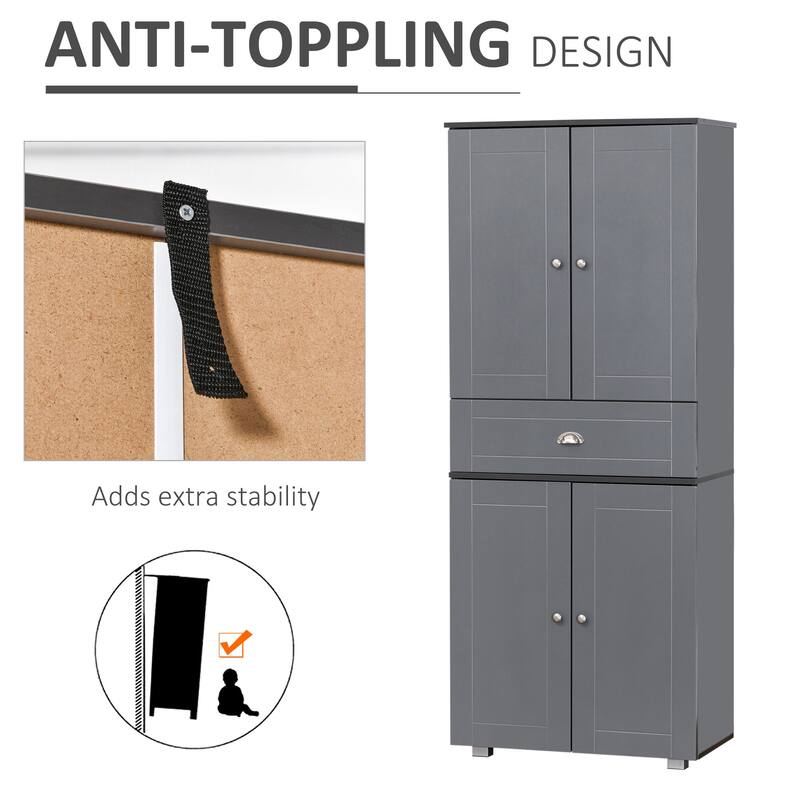 HOMCOM 71" Freestanding Kitchen Pantry Storage Cupboard Floor Utility Cabinets with Drawer and 3 Adjustable Shelves