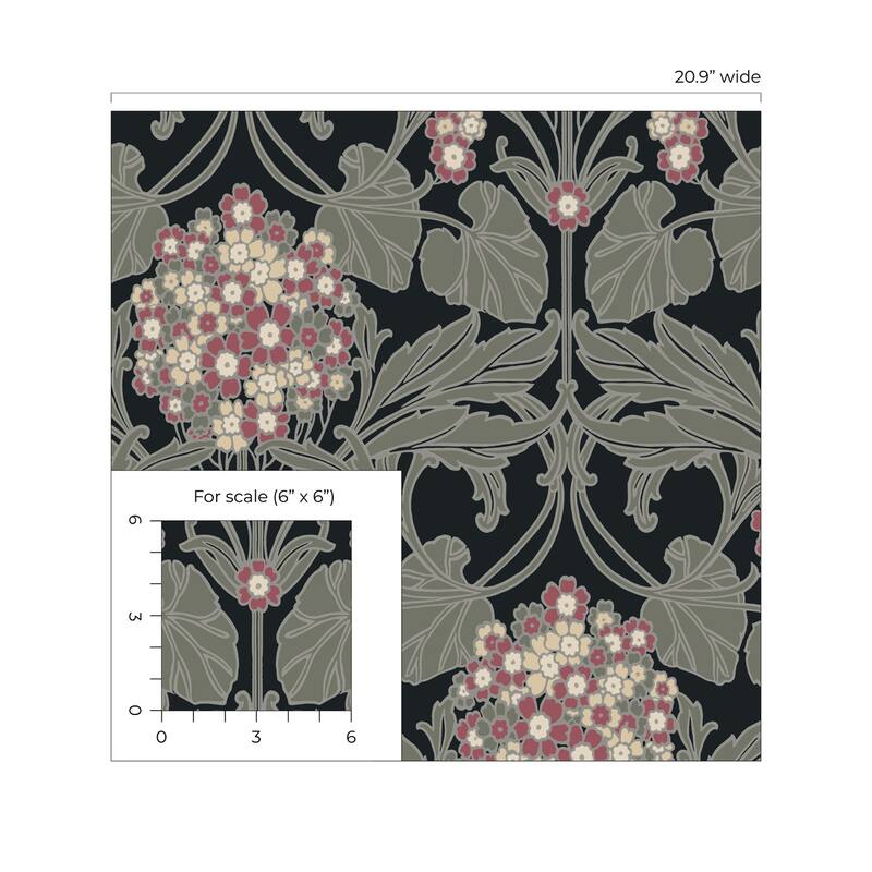 Seabrook Designs Floral Hydrangea Nonwoven Unpasted Wallpaper