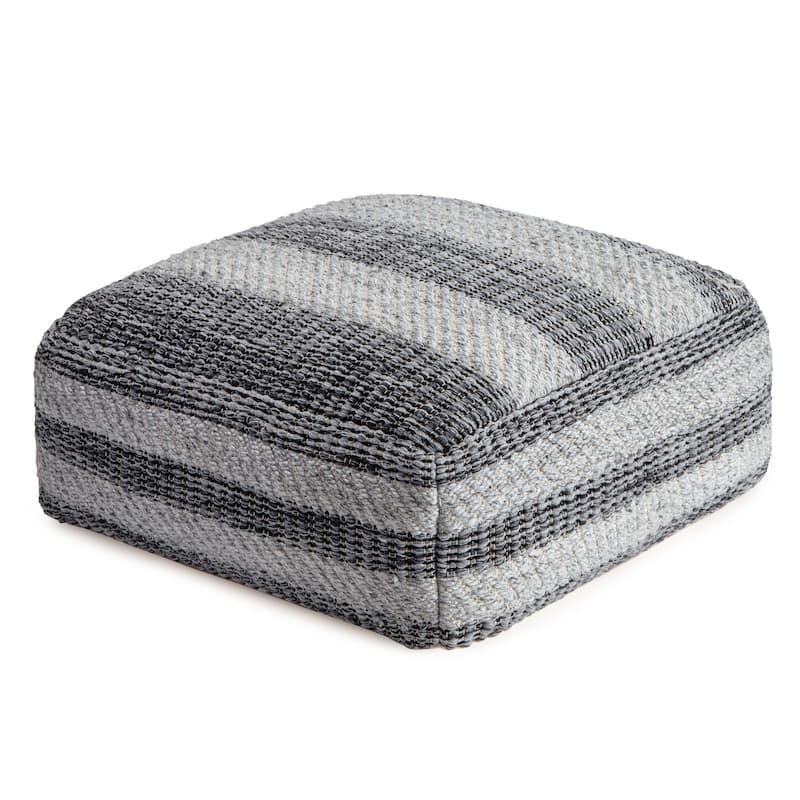 Jani Honolua 34-inch Gray Square Oversized Pouf Ottoman - Modern Footrest for Living Room, Bedroom - Grey - Large