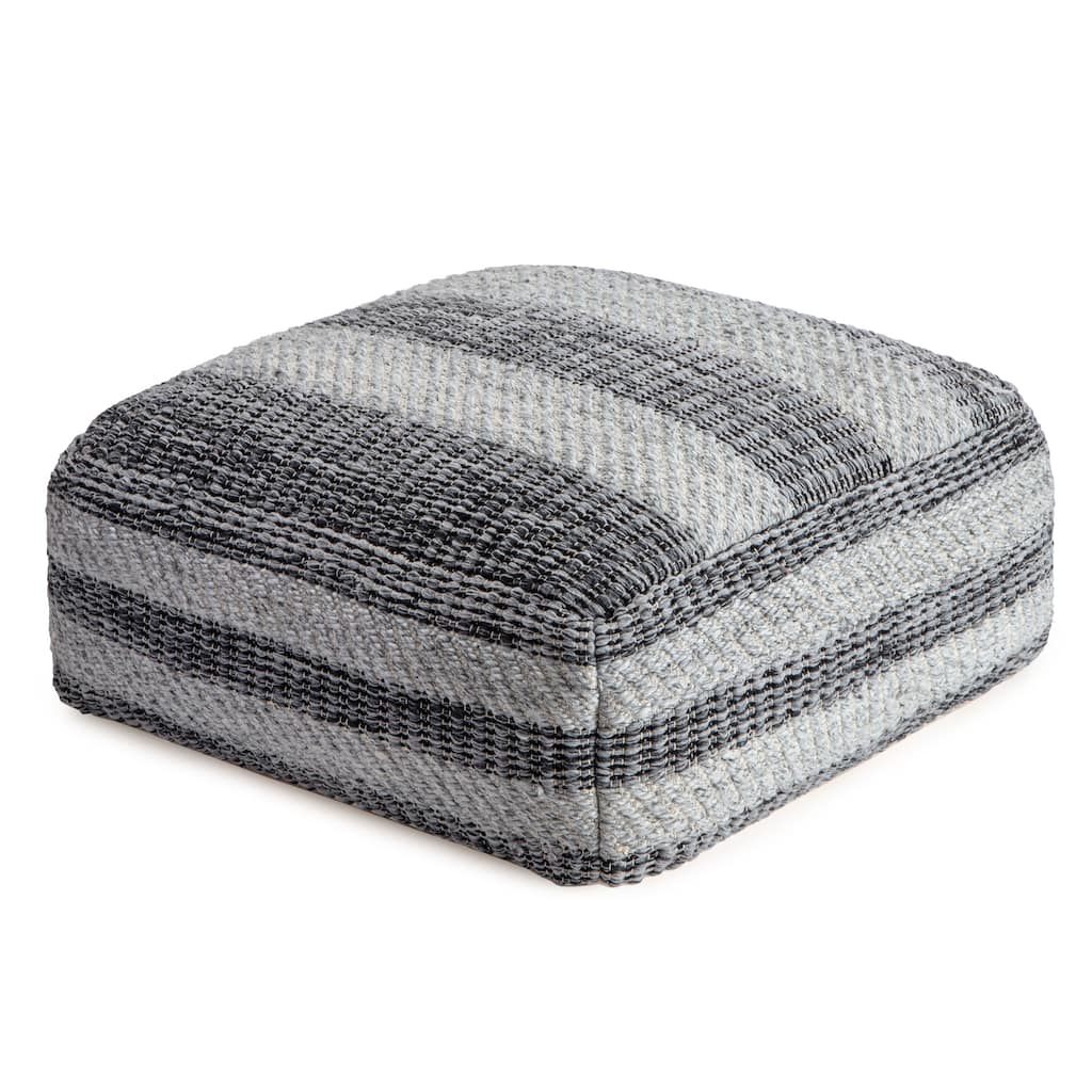 Jani Honolua 34-inch Gray Square Oversized Pouf Ottoman - Modern Footrest for Living Room, Bedroom