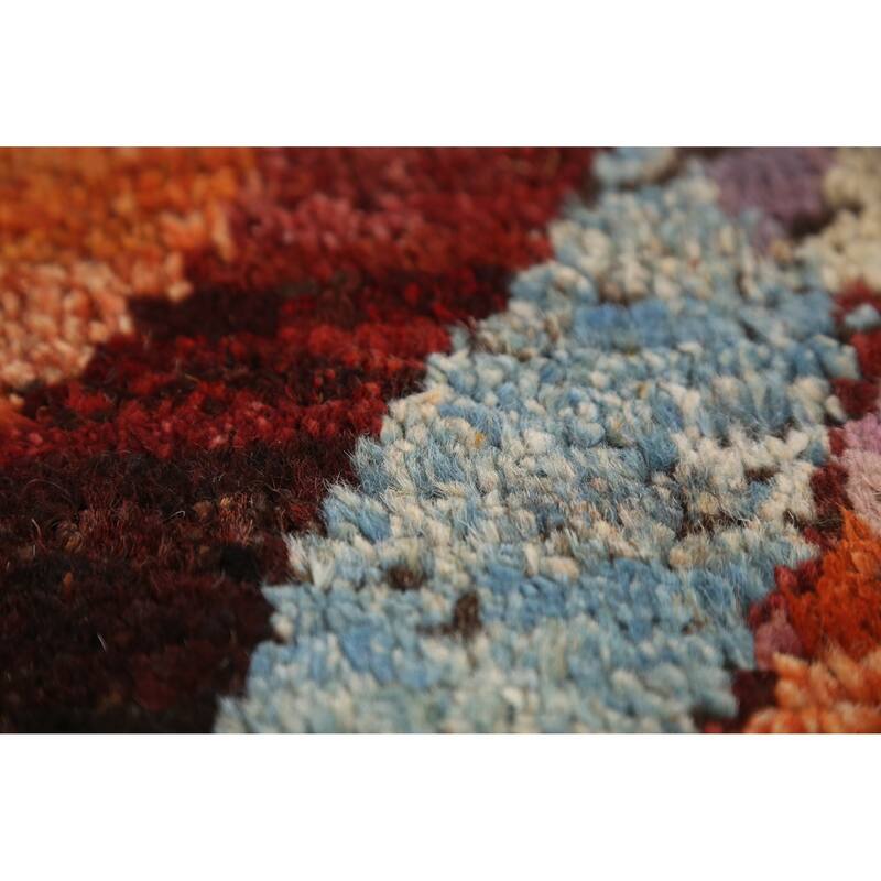 Geometric Moroccan Oriental Rug Hand-Knotted Wool Carpet - 5'3" x 6'5"