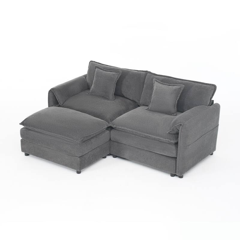 Modular Sofa DIY Combination Sofa for Living Room, Chenille Sectional Sofa Deep Seat Couch Set with Ottoman