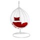 preview thumbnail 9 of 19, Wicker Rattan Hanging Swing Chair with White Metal Stand and Grey Cushion