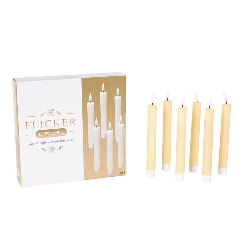 Wax Indoor Outdoor Flameless Candle with Remote Control - Set of 6 Red, Black, White, Yellow, Blue or Pink - Roche River Decor