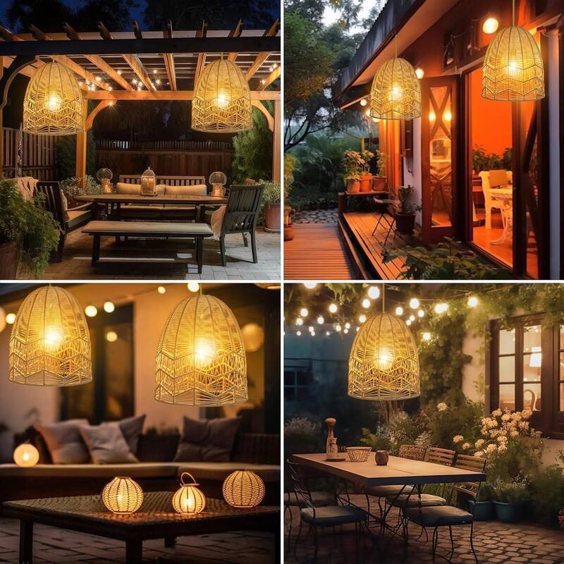 Dimmable hanging light matte pendant light plastic rattan lantern light