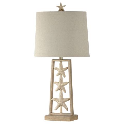 StyleCraft Sandstone Table Lamp - White Hardback Fabric Shade