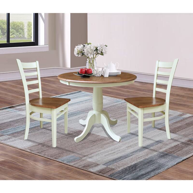 International Concepts 36" Round Extension Dining Table with Emily Chairs