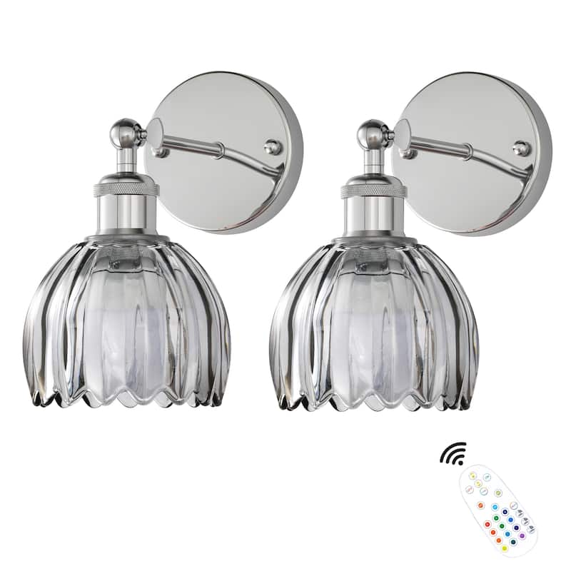 Adjustable Vintage Wall Sconce with Amber Tulip Glass Brass Fixture with Switch Ideal for Bedroom Hallway or Entry