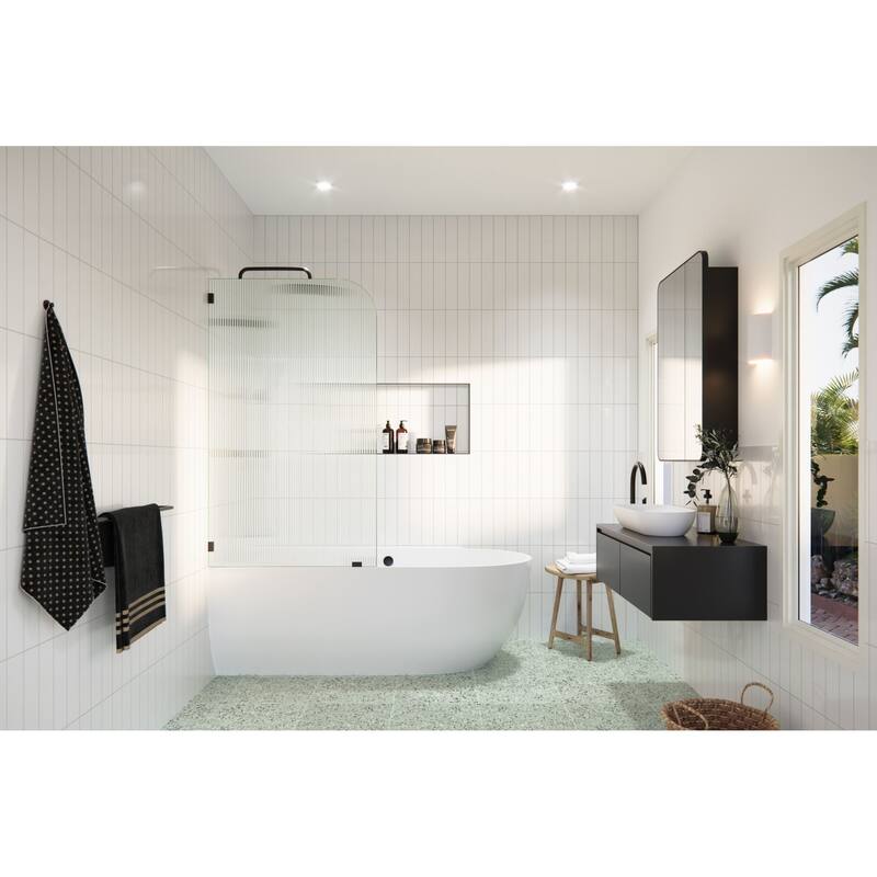 Glass Warehouse B-FL-RAD-30-L Aurora 58-1/4" High x 30" Wide Shower - Oil Rubbed Bronze